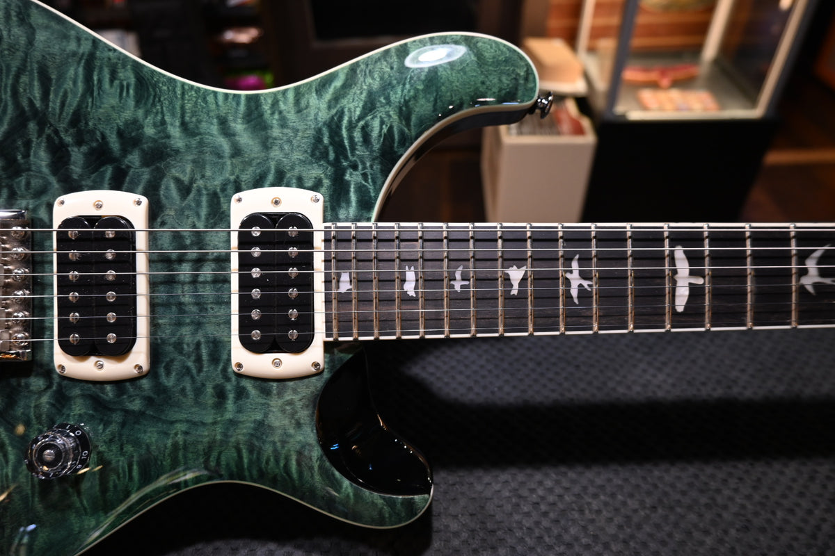 PRS SE Custom 24 Quilt - Teal Black Guitar #3352