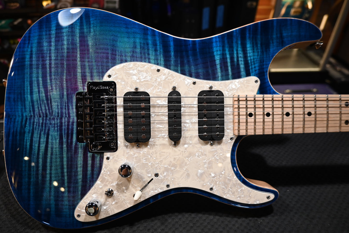 Tom Anderson Drop Top Classic - Ultraviolet Blue with Blue Edge Burst Guitar #425A - Danville Music