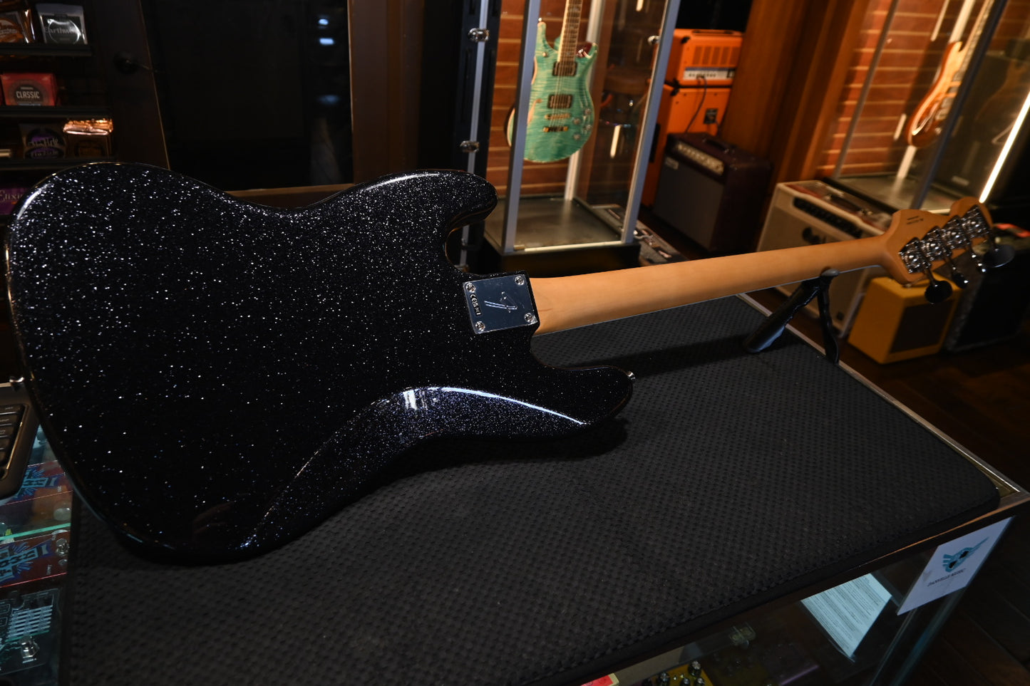Fender LTD Gold Foil Jazz Bass - Black Sparkle Bass Guitar #8684 - Danville Music