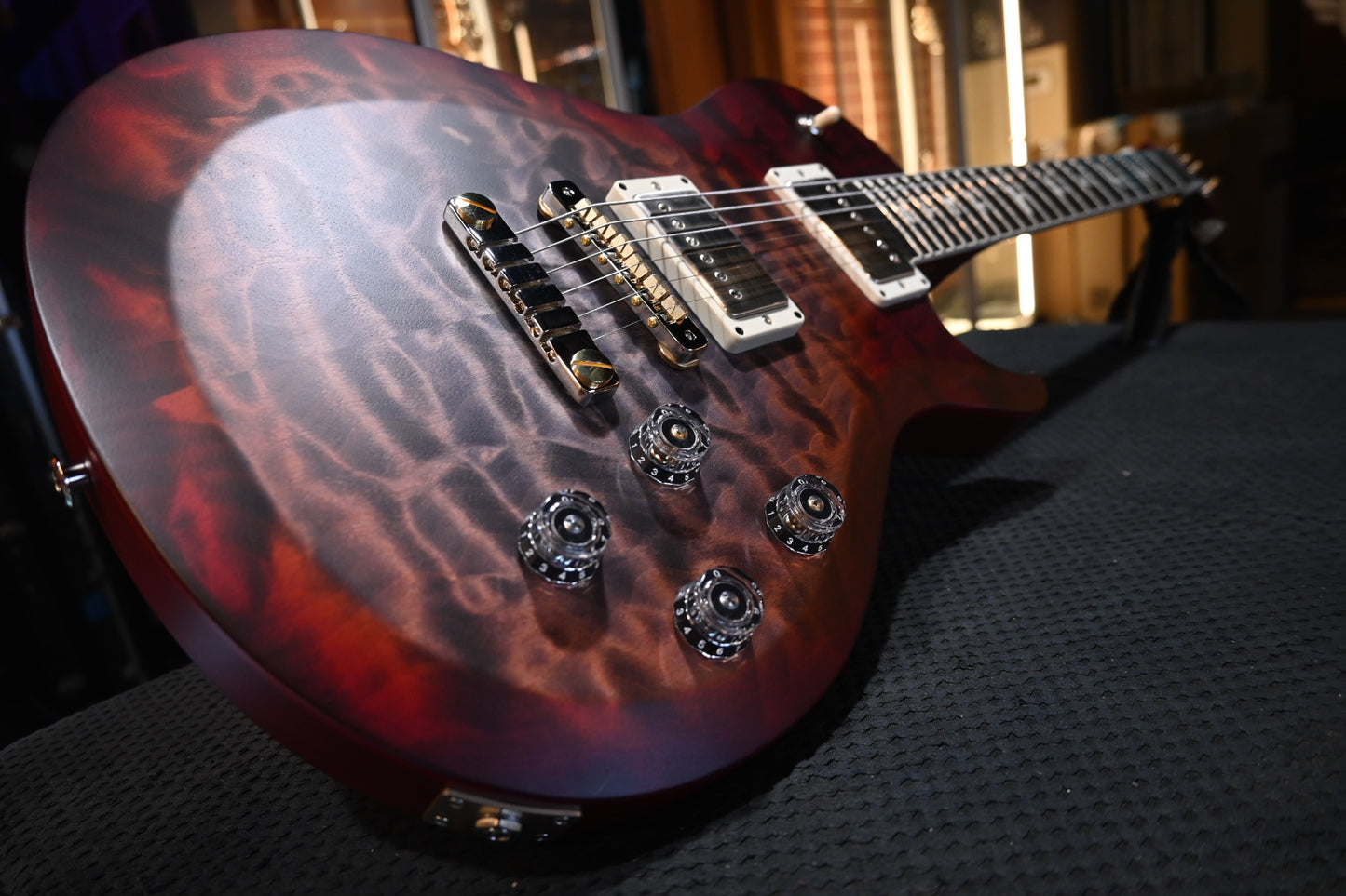 PRS S2 Wood Library McCarty SC 594 Single-Cut Quilt - Faded Gray Black Cherry Burst Satin Guitar #9641