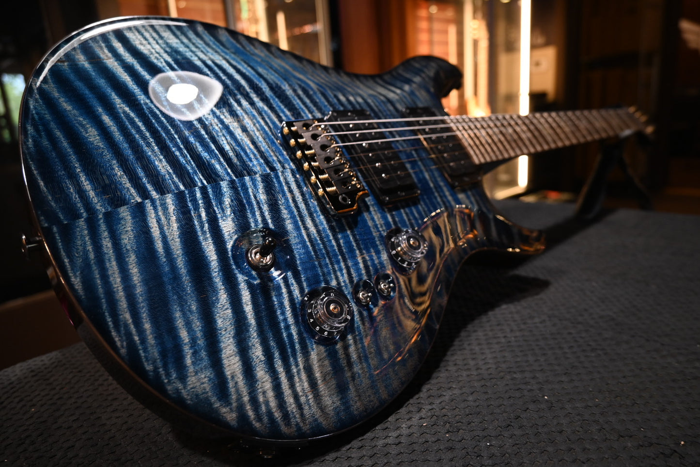 PRS Wood Library Custom 24-08 10-Top DMO Limited - Faded Blue Jean Brown Edge Burst Guitar #3696 - Danville Music