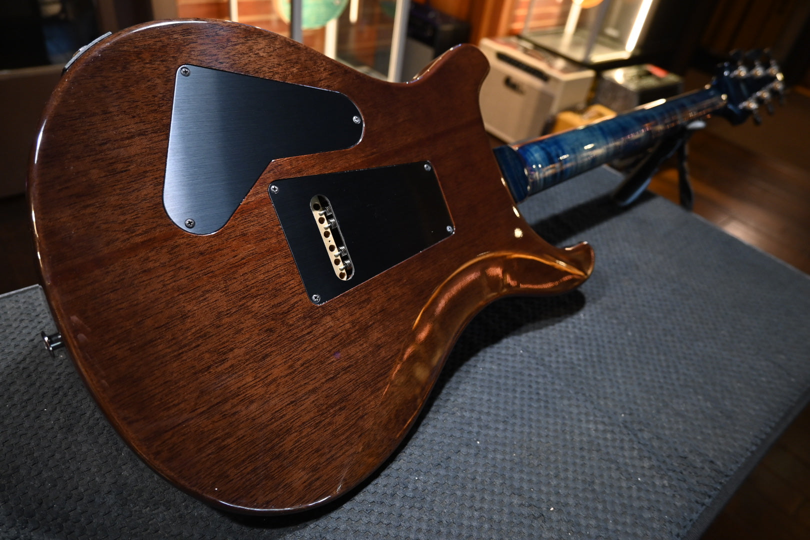 PRS Wood Library Custom 24-08 10-Top DMO Limited - Faded Blue Jean Brown Edge Burst Guitar #3696 - Danville Music