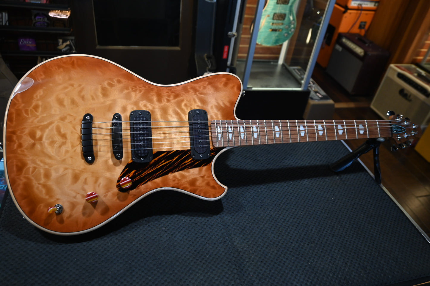 Powers Electric A-Type Select Quilt FF42 Hard Tail - Pale Ale Guitar #B293 - Danville Music