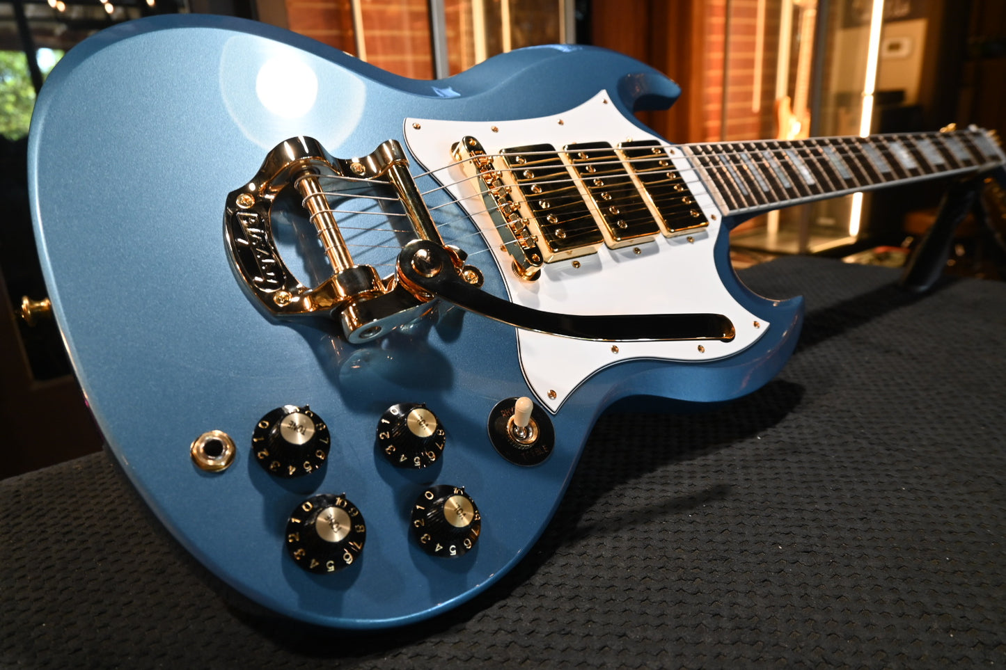 Gibson Custom Shop 1963 Les Paul SG Custom 3-Pickup Bigsby VOS “Hendrix” PSL - Pelham Blue Guitar #0573