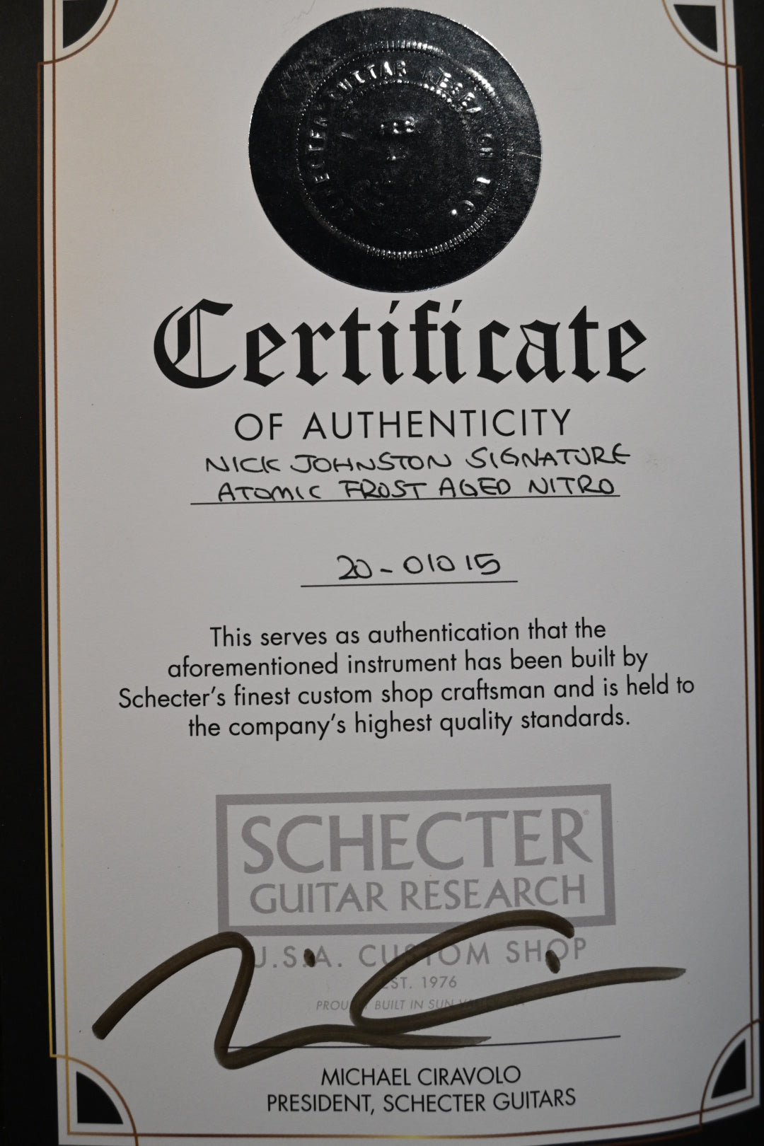 Schecter Nick Johnston USA Signature 2020 - Atomic Frost Nitro Guitar #1015
