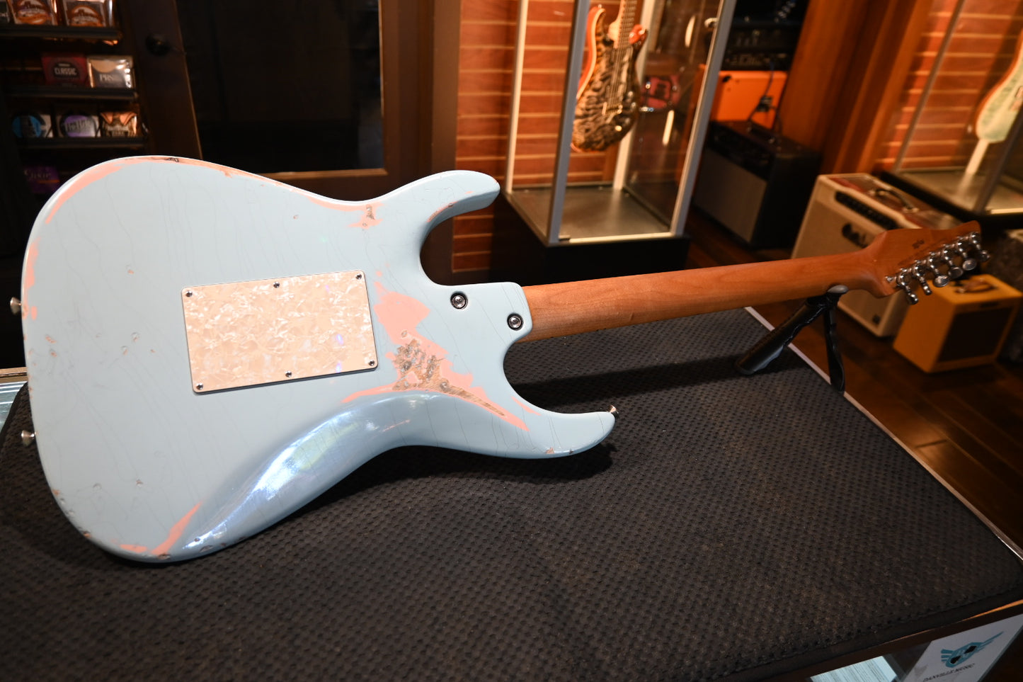 Tom Anderson Guardian Angel Player - Sonic Blue over Shell Pink Guitar #826A