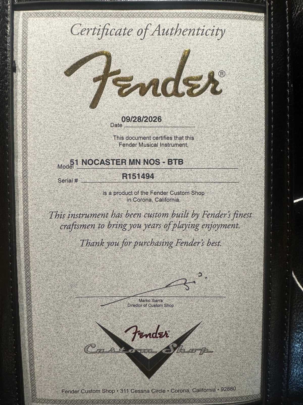 Fender Custom Shop 1951 Nocaster - Butterscotch Blonde Guitar #1494