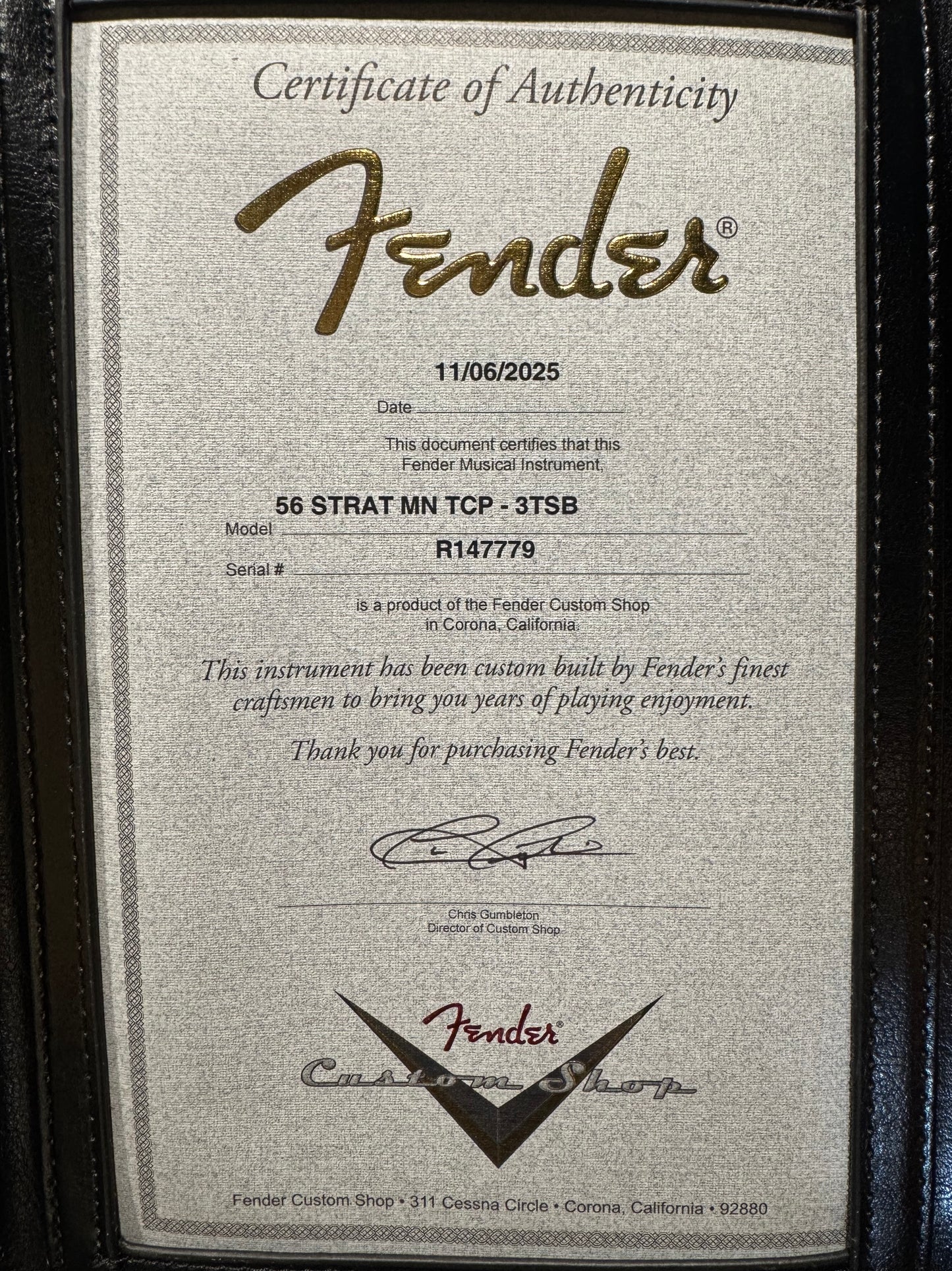 Fender Custom Shop 1956 Stratocaster Time Capsule Finish - 3-Tone Sunburst Guitar #7779
