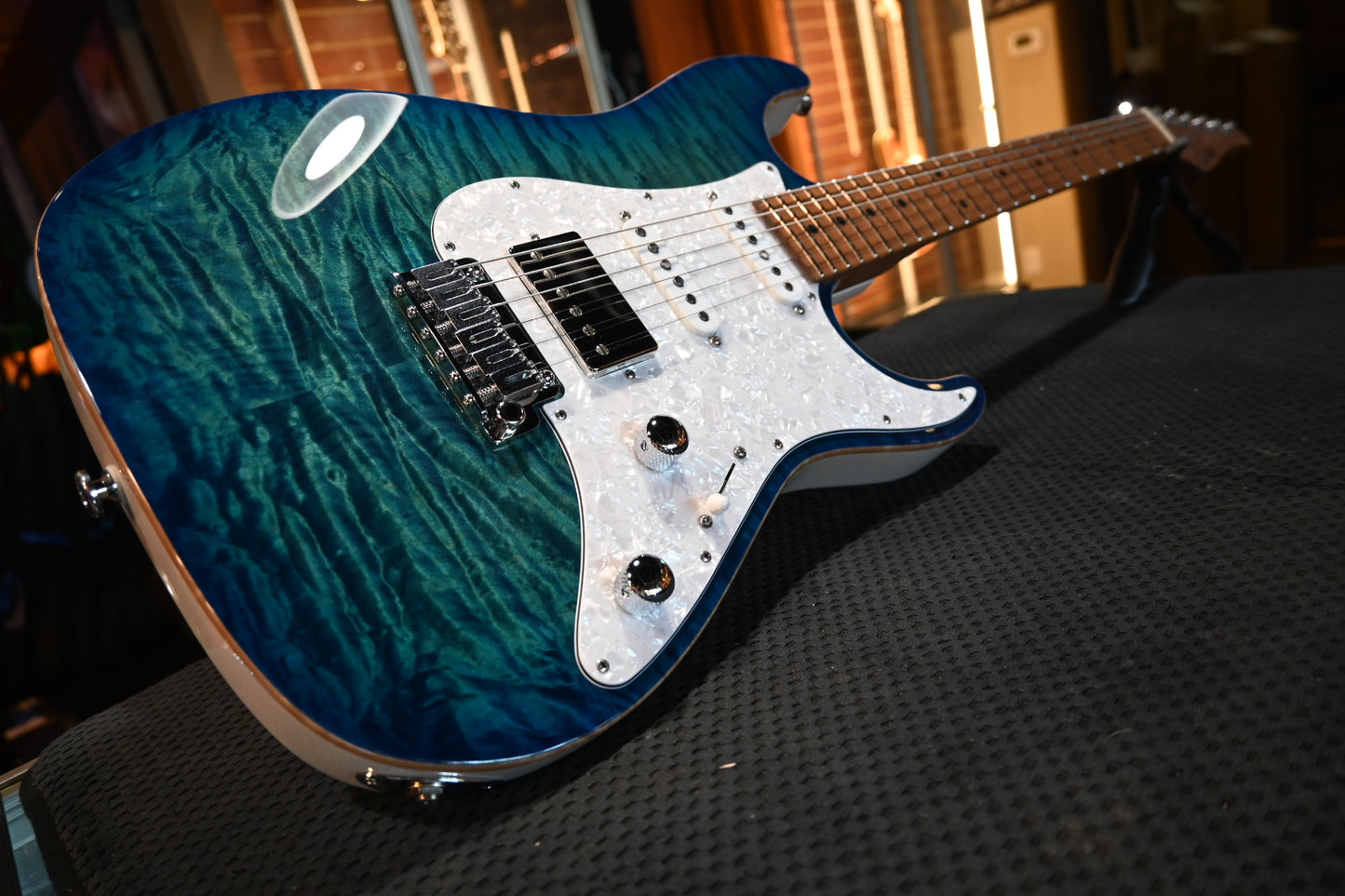 Suhr Custom Standard - Aqua Blue Burst/Trans White Back Guitar #2639 - Danville Music