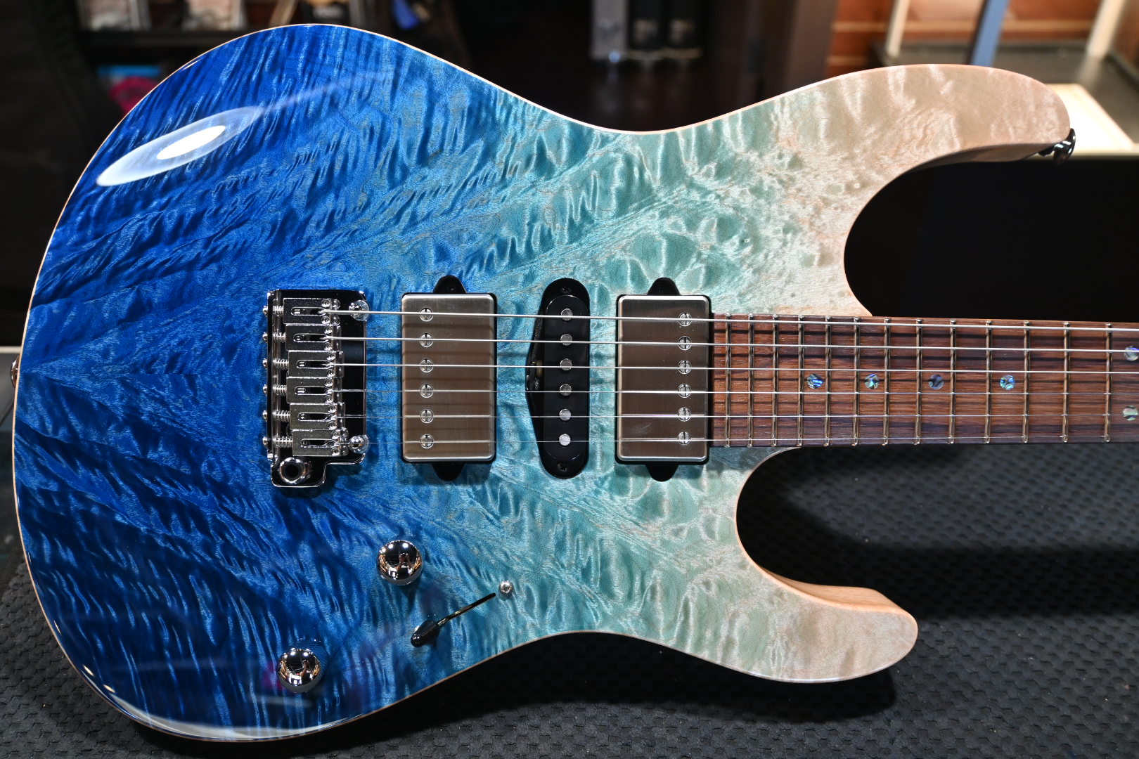 Suhr Custom Modern Angel Quilt Maple - Aqua Blue Gradient Guitar #3273 - Danville Music