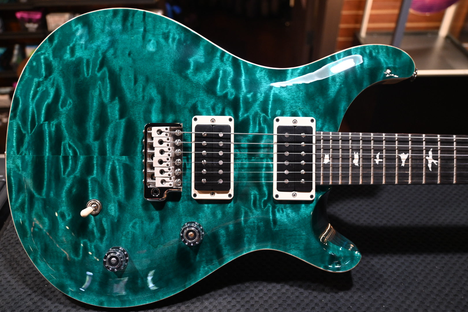 PRS Wood Library CE 24 Quilt - Turquoise Guitar #3696 - Danville Music