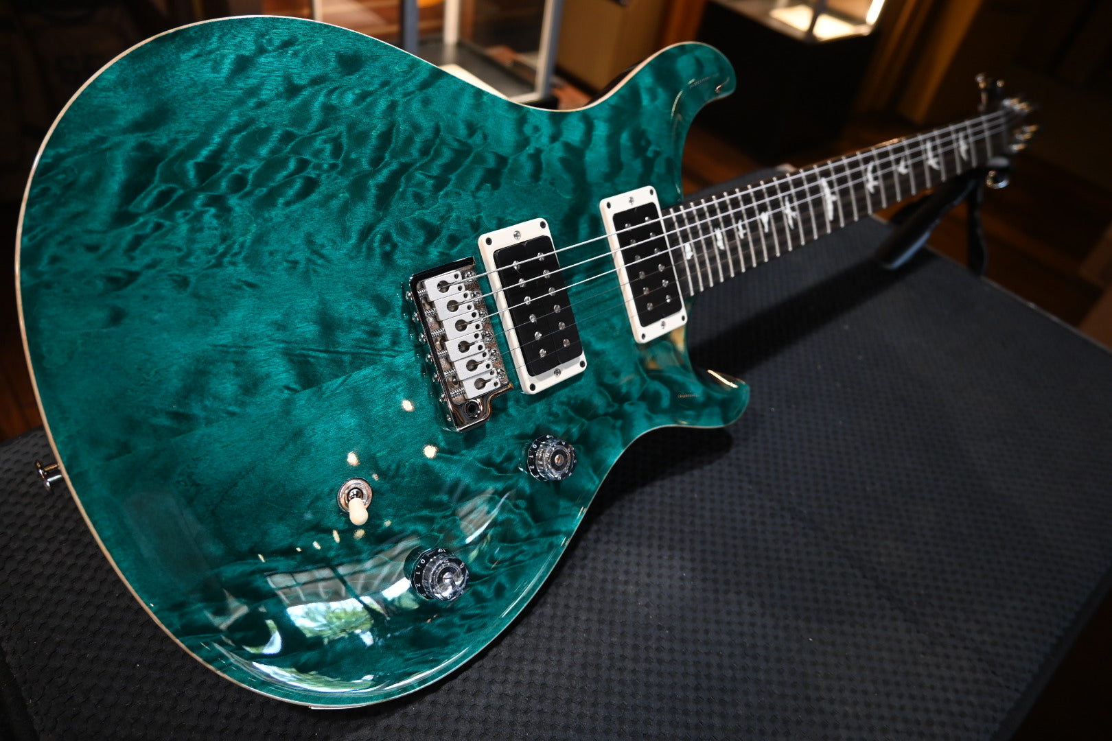 PRS Wood Library CE 24 Quilt - Turquoise Guitar #3069 - Danville Music