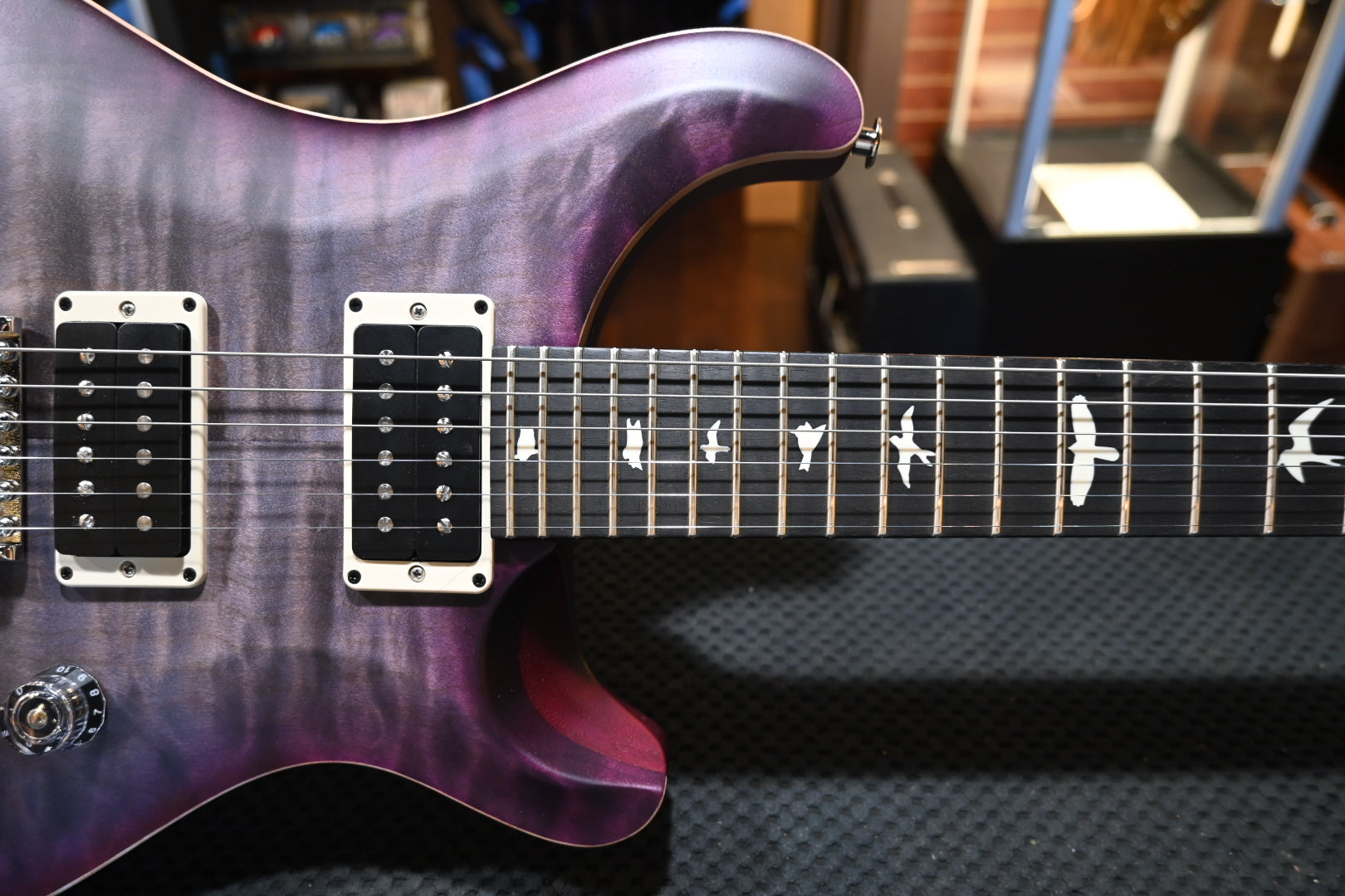 PRS Wood Library CE 24 Quilt - Faded Grey Black Purple Burst Satin Guitar #2751 - Danville Music
