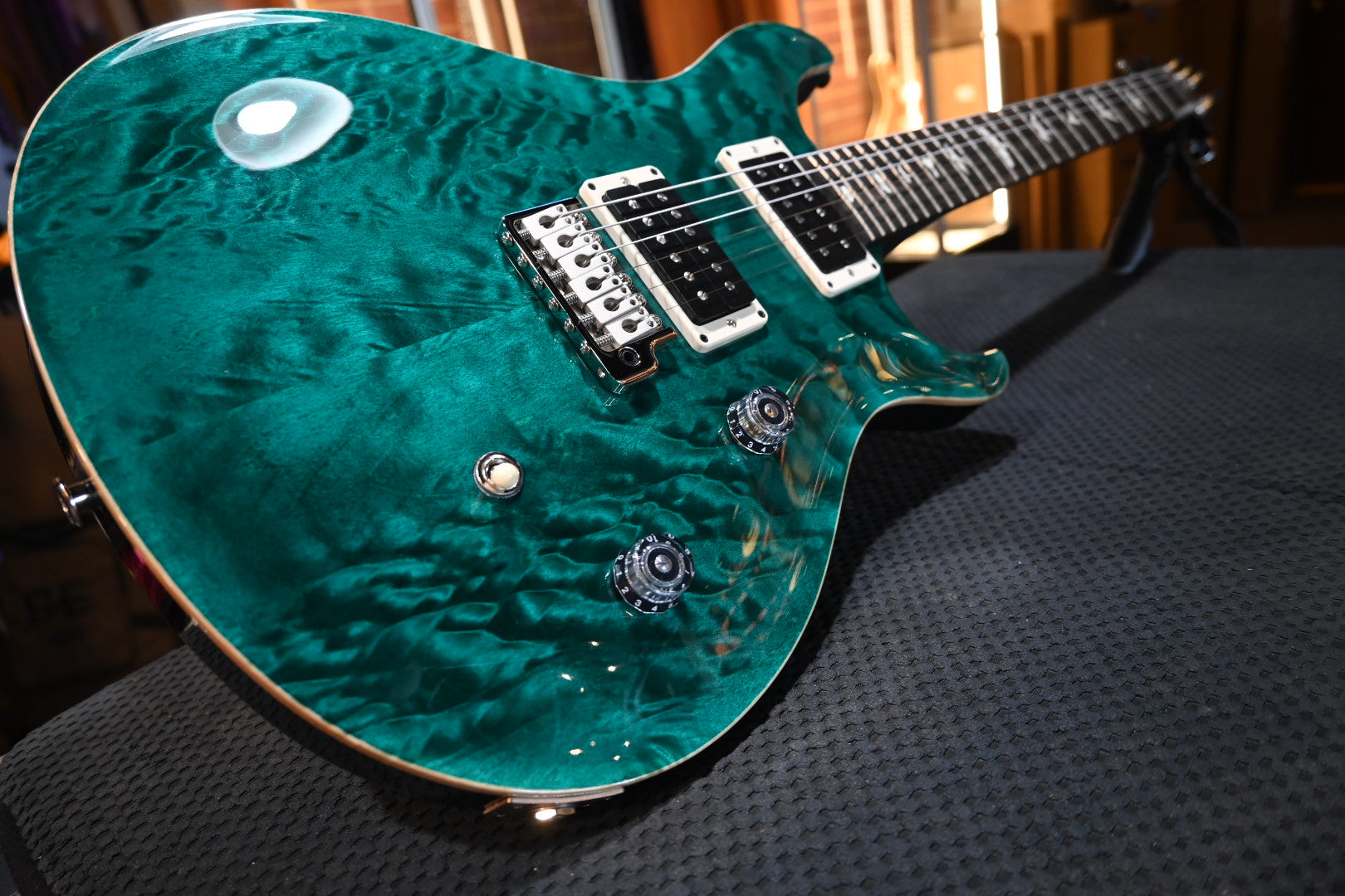 PRS Wood Library CE 24 Quilt - Turquoise Guitar #3069 - Danville Music