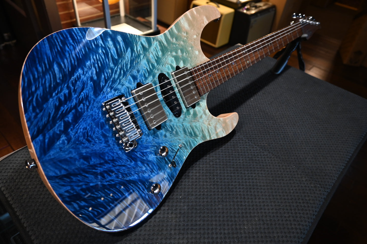 Suhr Custom Modern Angel Quilt Maple - Aqua Blue Gradient Guitar #3273 - Danville Music