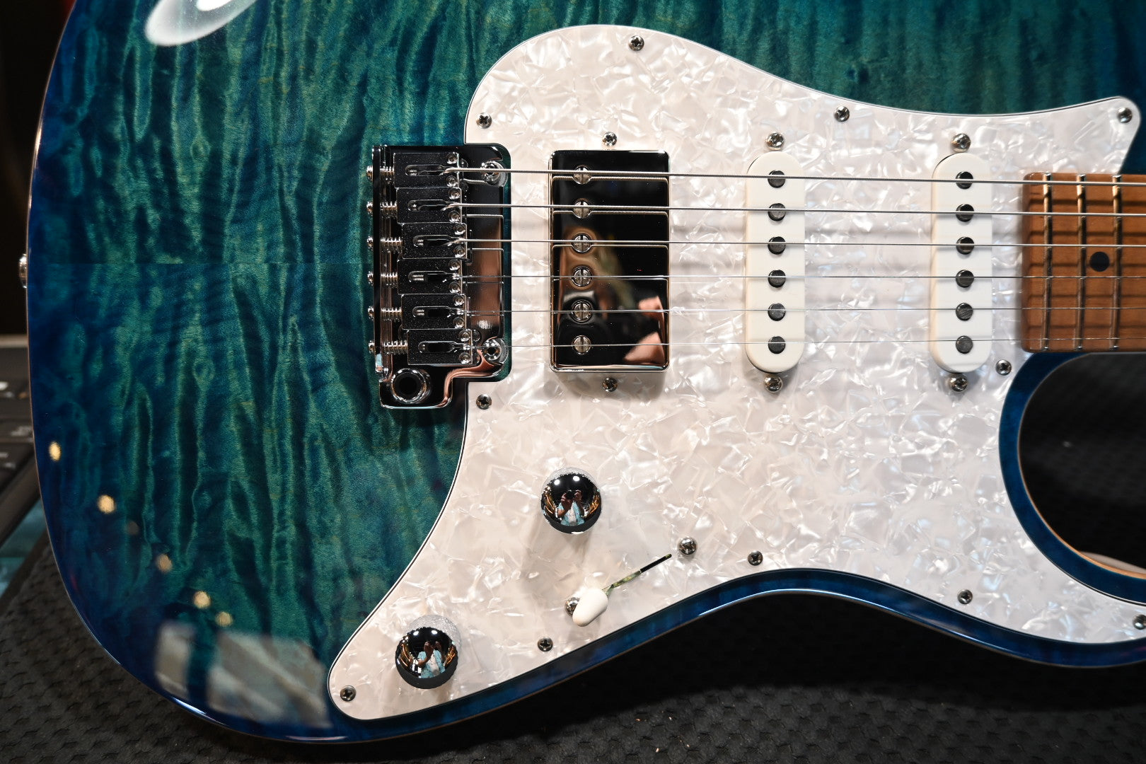 Suhr Custom Standard - Aqua Blue Burst/Trans White Back Guitar #2639 - Danville Music