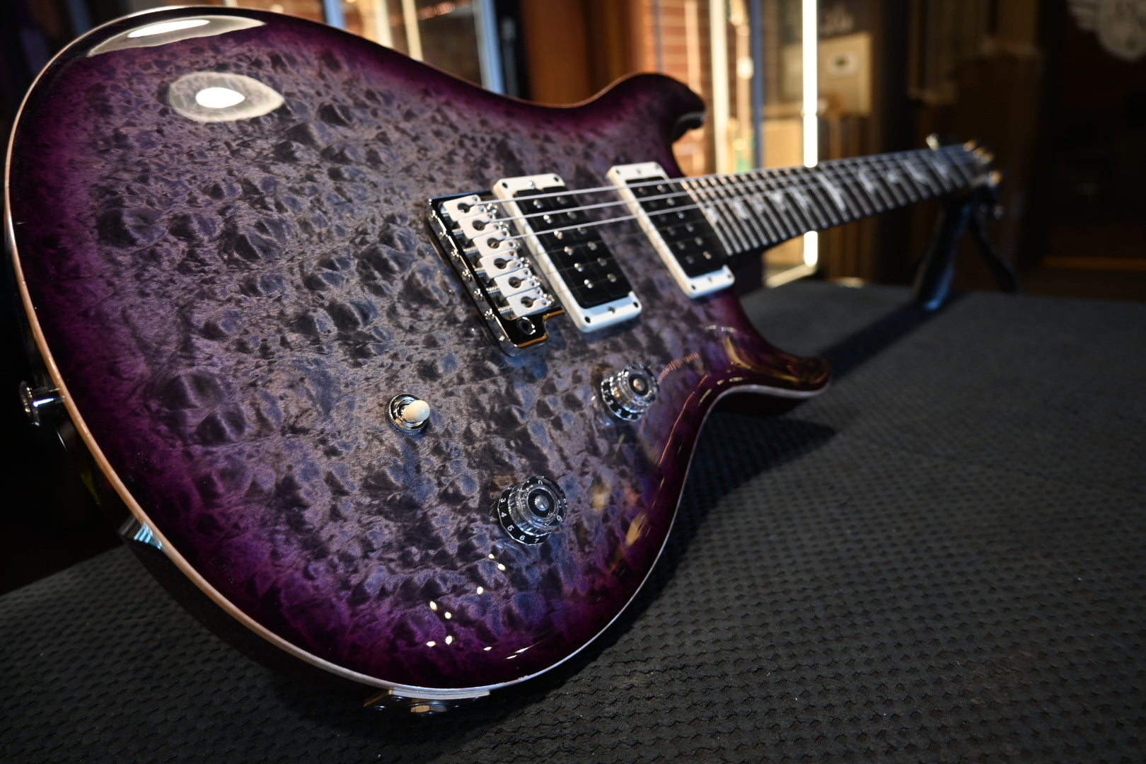 PRS Wood Library CE 24 Quilt - Faded Gray Black Purple Burst Guitar #7655 - Danville Music