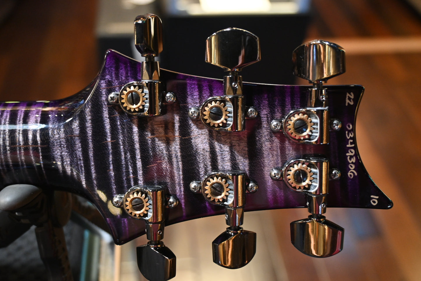PRS Wood Library Modern Eagle V Swamp Ash Figured Maple Neck - Charcoal Purple Burst Guitar #9306 - Danville Music