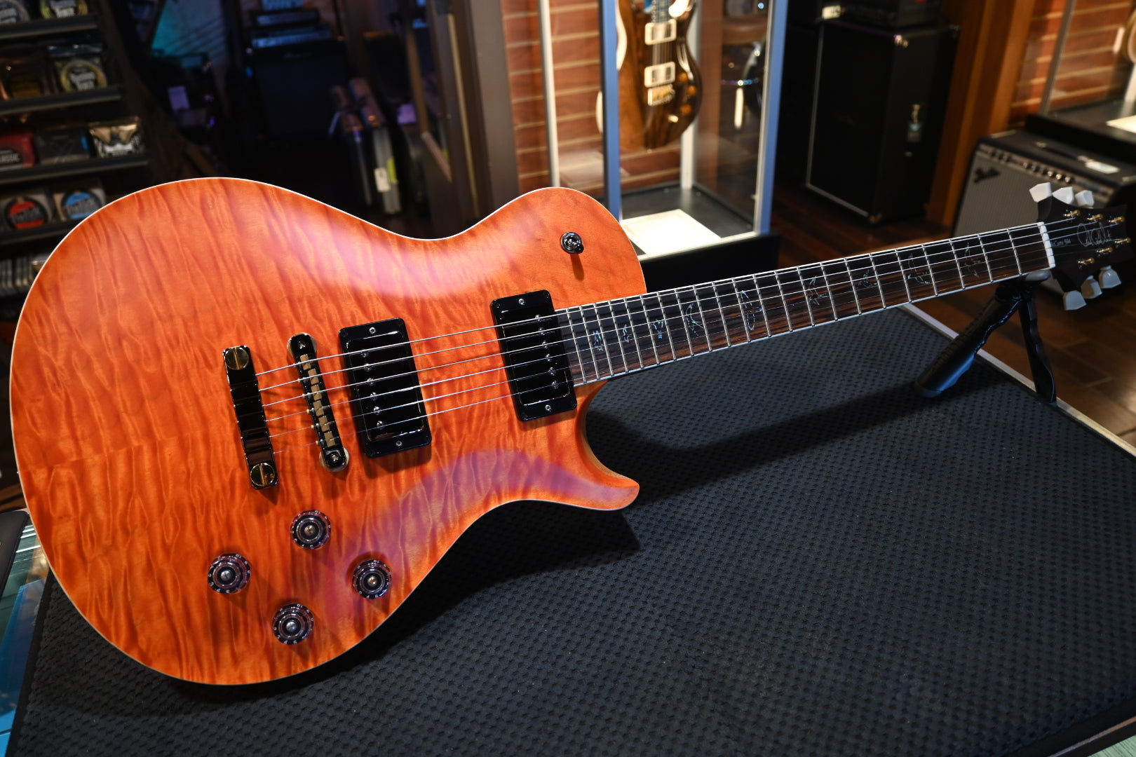 PRS Wood Library McCarty SC 594 Single-Cut Rosewood Neck - Orange/Natural Back Satin Guitar #8436 - Danville Music