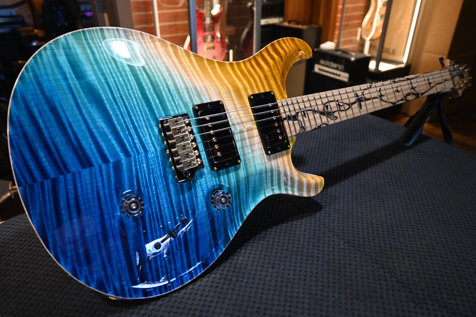 PRS Private Stock Custom 24 Pale Moon Ebony - Beach Cross Fade Guitar #9921 - Danville Music