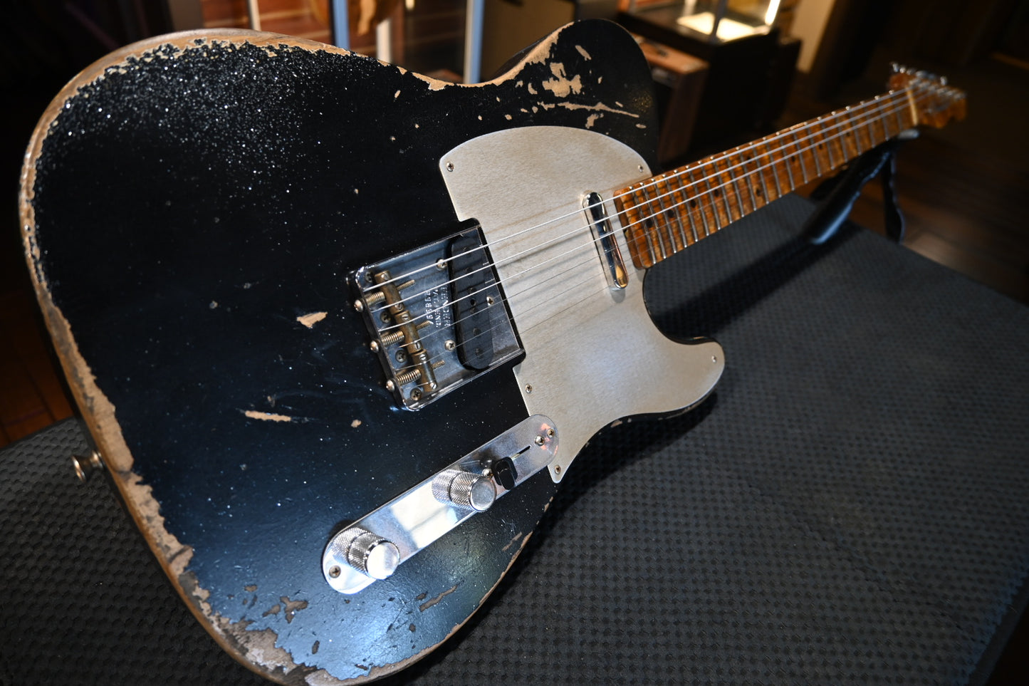 Fender Custom Shop ‘57 Telecaster Roasted Ash Heavy Relic - Black Sparkle Guitar PRE-OWNED #8994 - Danville Music