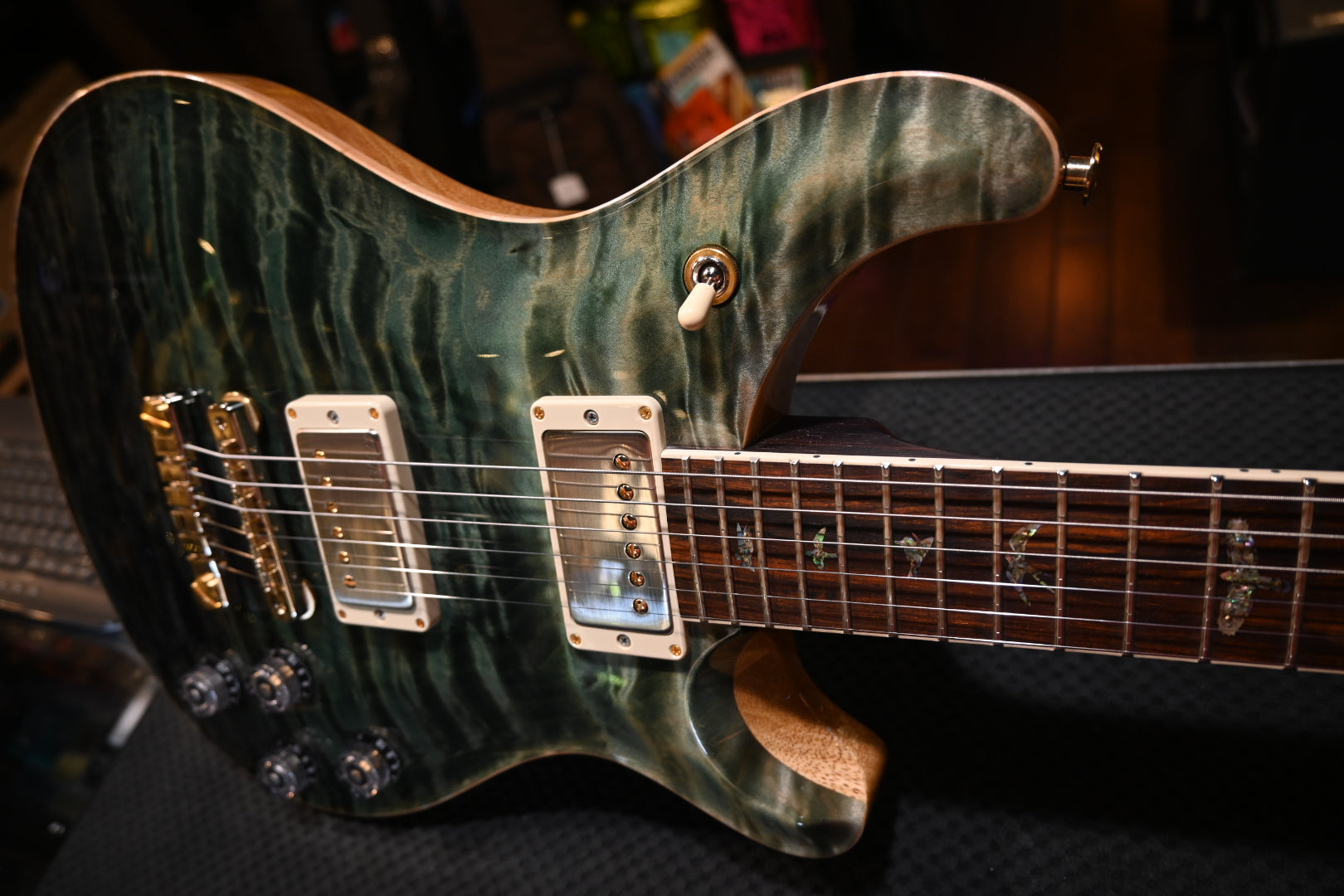 PRS Wood Library McCarty 594 10-Top Quilt Rosewood Neck - Trampas Green Fade Guitar #8975 - Danville Music