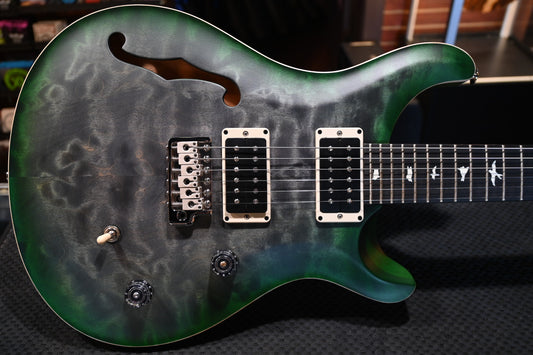 PRS Wood Library CE 24 Semi-Hollow Quilt - Faded Grey Black Green Burst Satin Guitar #0983 - Danville Music