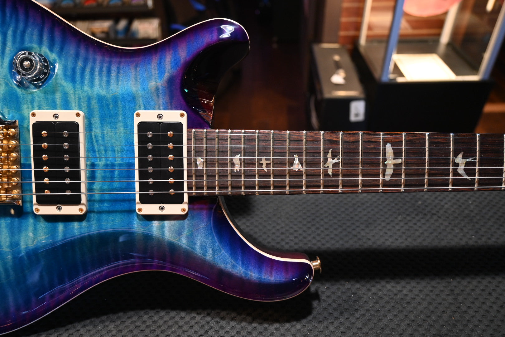 PRS Wood Library Custom 24 Lefty Brazilian Rosewood - Aquableux Purple Burst Guitar #0413 - Danville Music
