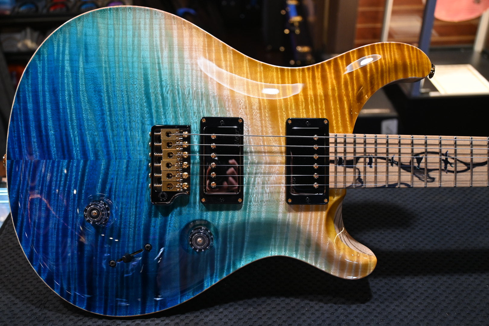 PRS Private Stock Custom 24 Pale Moon Ebony - Beach Cross Fade Guitar #9921 - Danville Music