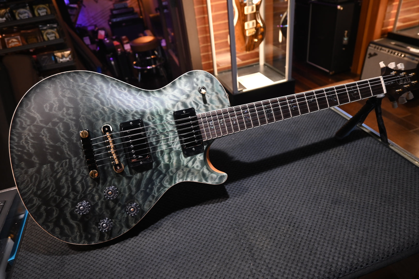 PRS Wood Library McCarty SC 594 Single-Cut 10-Top Quilt Rosewood Neck - Trampas Green Fade Satin Guitar #8437 - Danville Music