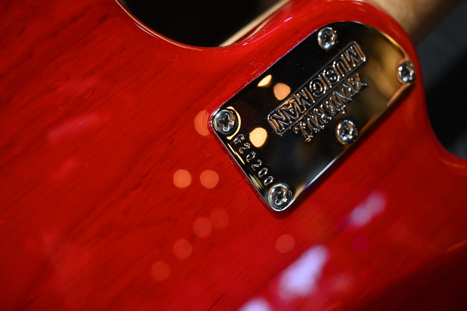 Music Man Albert Lee SSS Piezo - Translucent Red Guitar #0200 PRE-OWNED - Danville Music