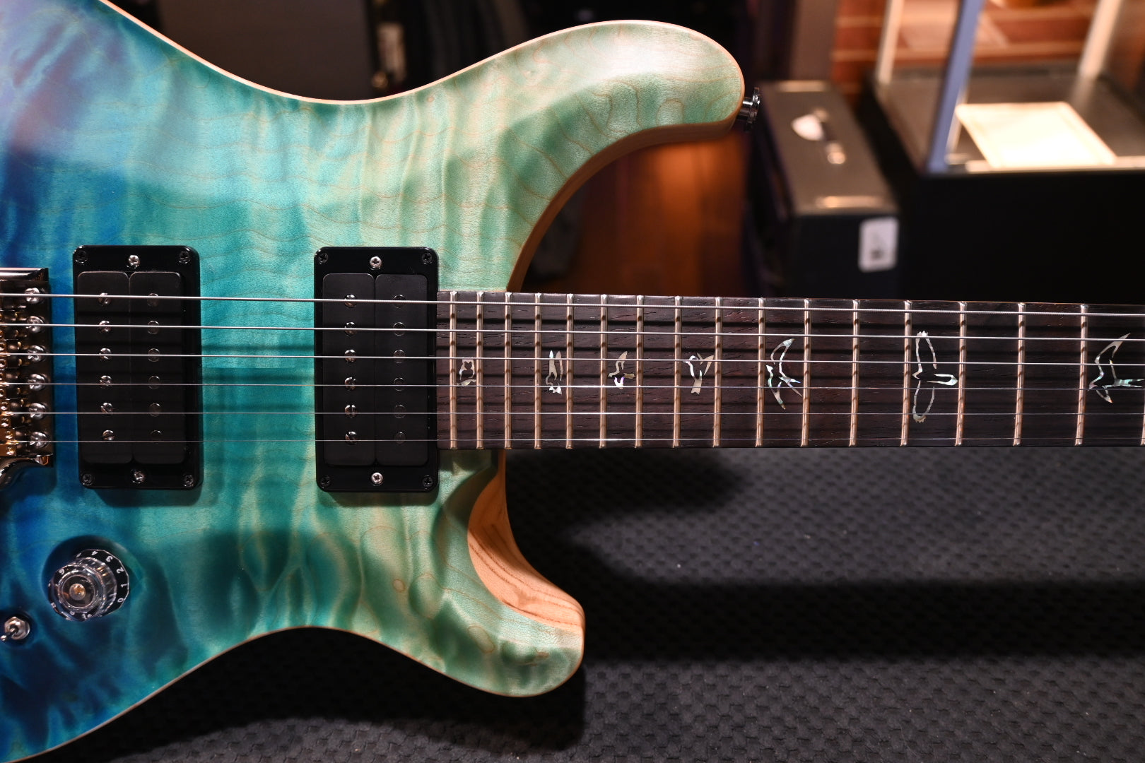 PRS Wood Library Custom 24-08 10-Top Quilt Rosewood Neck BRW - Blue Fade Satin Guitar #7532 - Danville Music