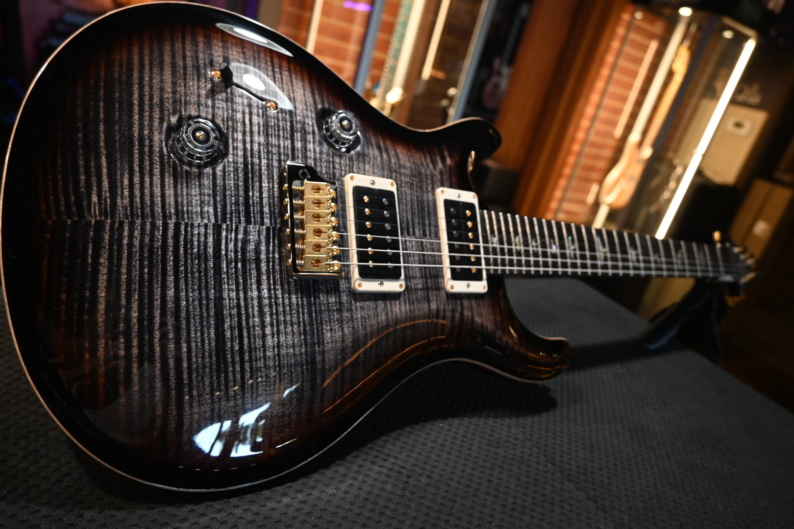 PRS Wood Library Custom 24 Lefty 10-Top Brazilian Rosewood - Charcoal Tri-Color Burst Guitar #8013 - Danville Music
