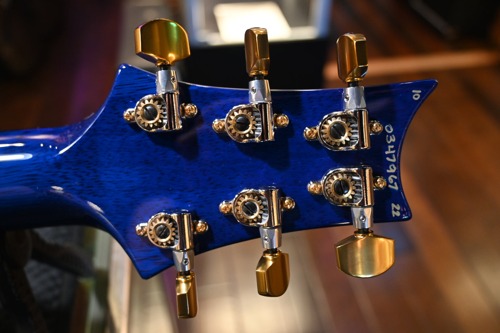 PRS Wood Library Custom 24 Lefty 10-Top Quilt - Makena Blue Guitar #7967 - Danville Music