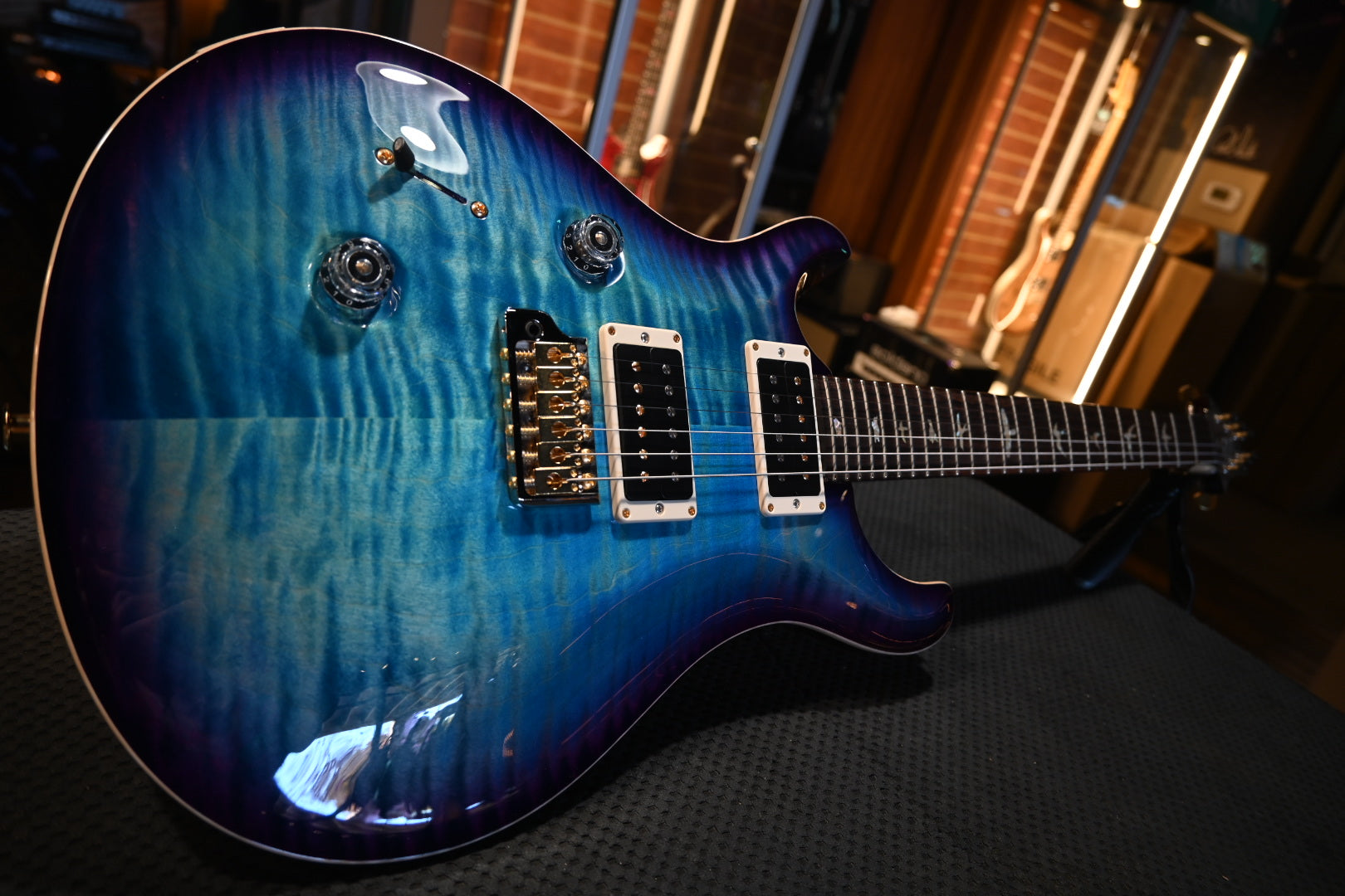 PRS Wood Library Custom 24 Lefty Brazilian Rosewood - Aquableux Purple Burst Guitar #0413 - Danville Music