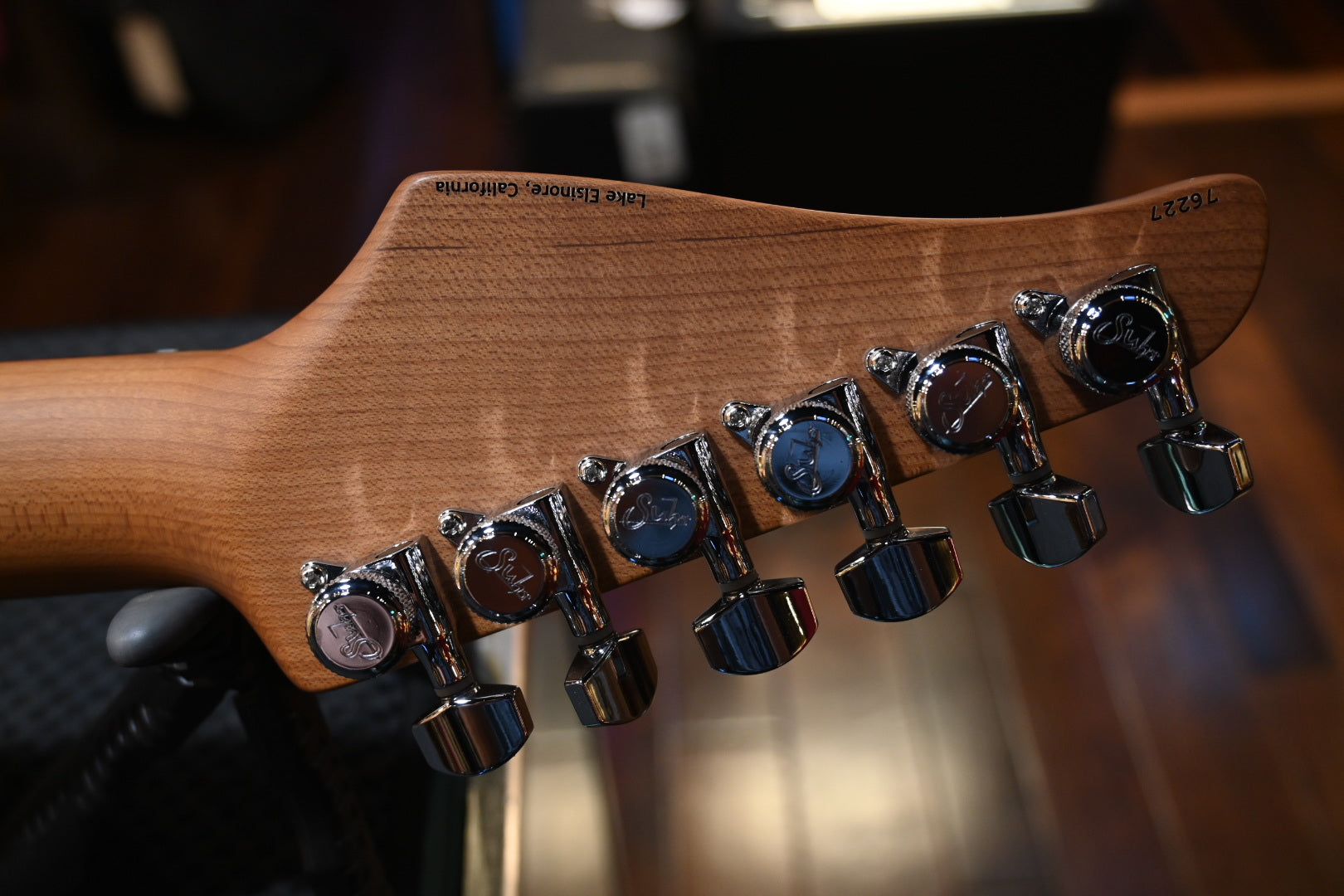 Suhr Custom Modern Waterfall Burl - Faded Trans Green Burst Guitar #6227 - Danville Music