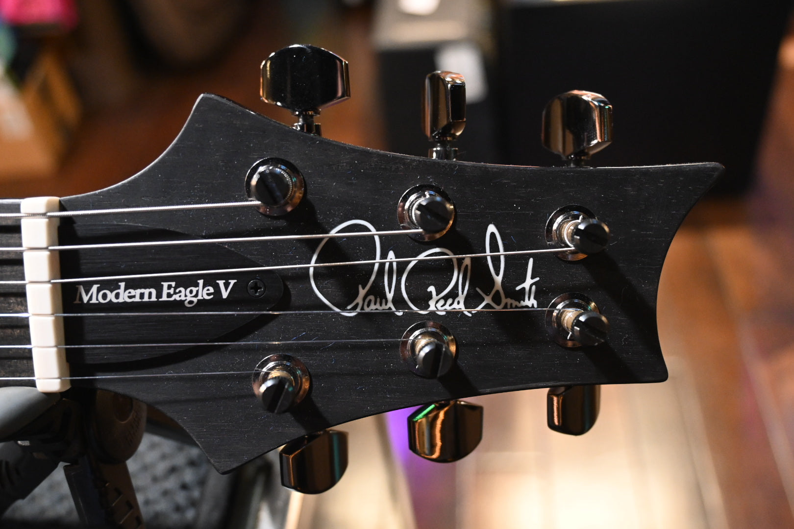 PRS Wood Library Modern Eagle V 10-Top Quilt Swamp Ash Figured Maple Neck - Charcoal Purple Burst Guitar #9653 - Danville Music
