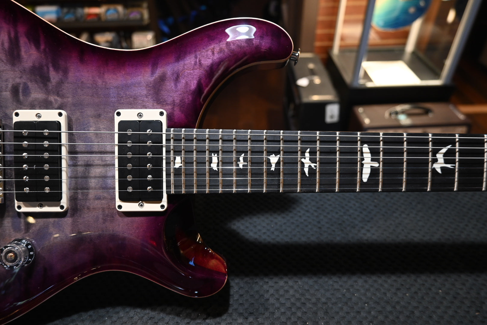 PRS Wood Library CE 24 Quilt - Faded Gray Black Purple Burst Guitar #6555 - Danville Music