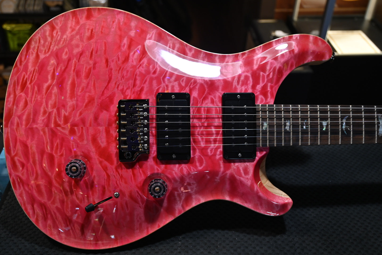 PRS Wood Library Custom 24 10-Top Quilt Swamp Ash Torr. Maple Neck - Bonnie Pink Guitar #8970 - Danville Music