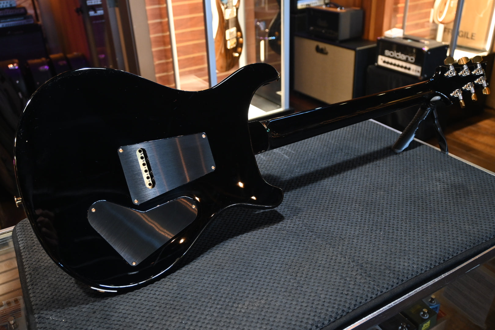PRS Wood Library Custom 24 Lefty 10-Top Quilt One Piece Top - Charcoal Tri-Color Burst Guitar #0411 - Danville Music