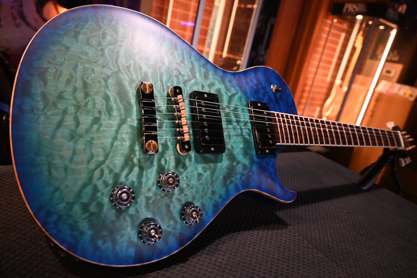 PRS Wood Library McCarty SC 594 Single-Cut 10-Top Quilt Rosewood Neck - Makena Blue Guitar #8434 - Danville Music