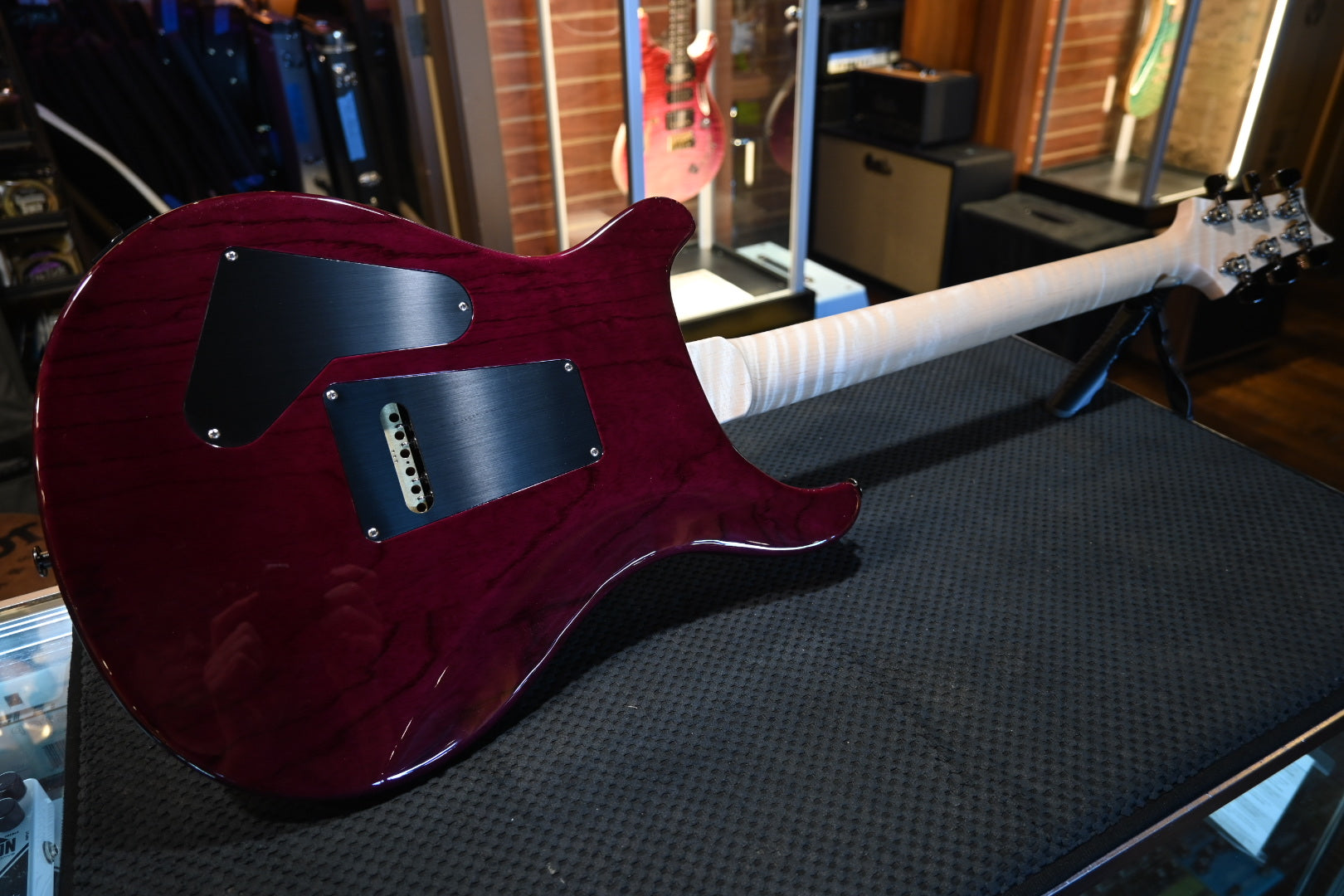 PRS Wood Library Custom 24 10-Top Swamp Ash Figured Maple Neck - Aquableux Purple Burst Guitar #3313 - Danville Music