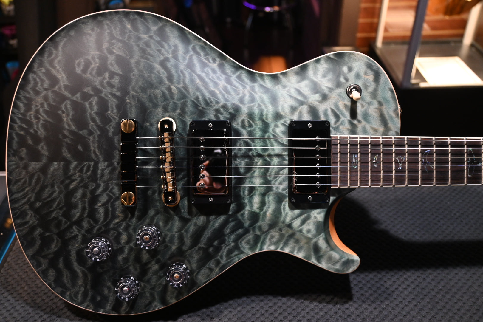 PRS Wood Library McCarty SC 594 Single-Cut 10-Top Quilt Rosewood Neck - Trampas Green Fade Satin Guitar #8437 - Danville Music