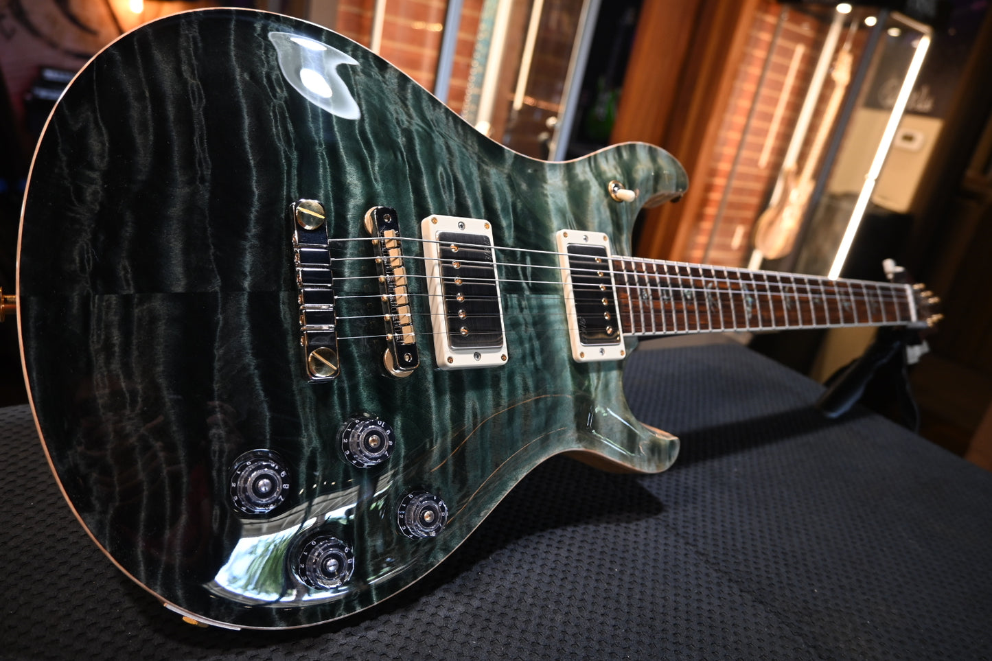 PRS Wood Library McCarty 594 10-Top Quilt Rosewood Neck - Trampas Green Fade Guitar #8975 - Danville Music