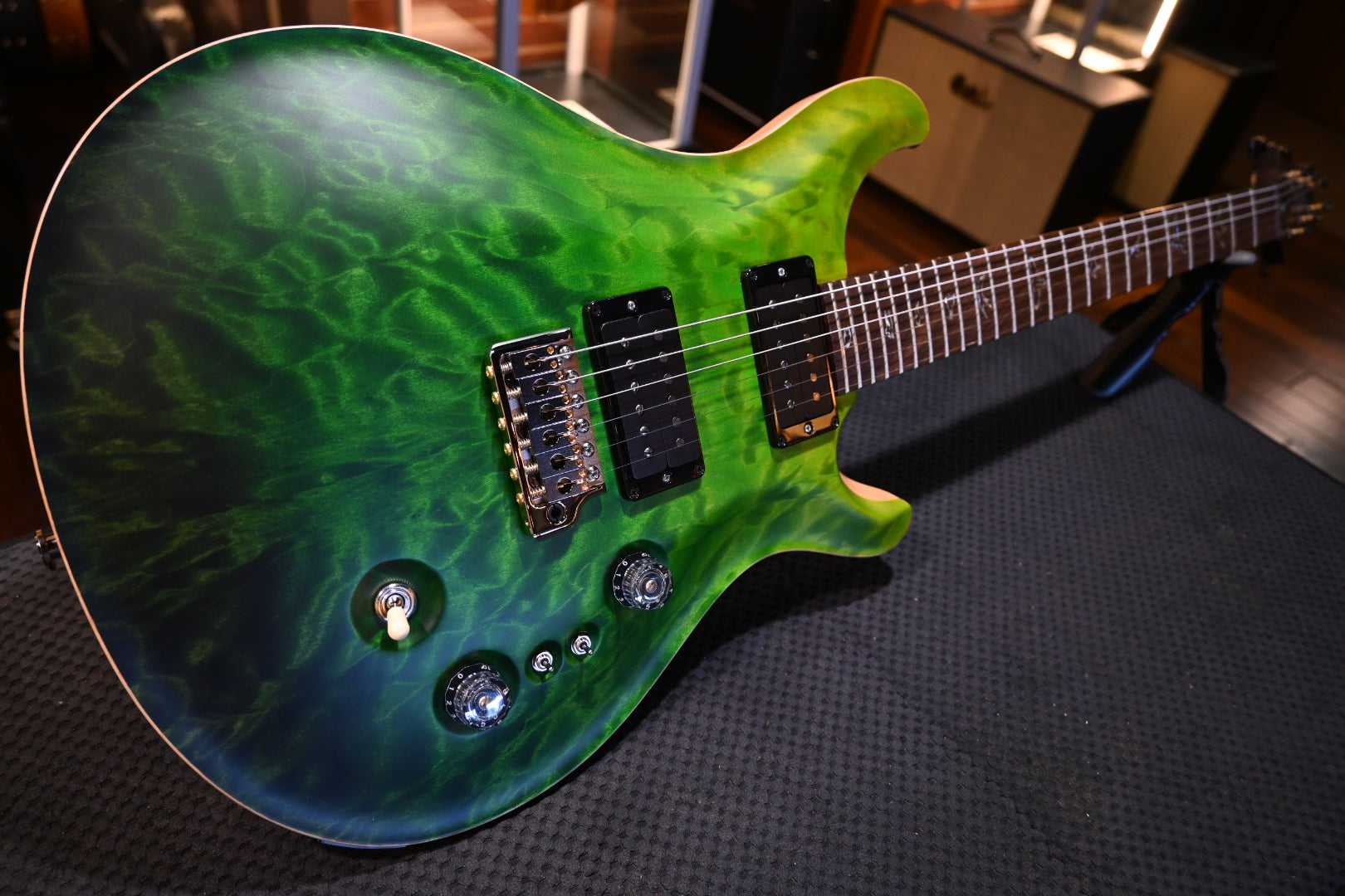 PRS Wood Library Custom 24-08 10-Top Quilt Rosewood Neck BRW Board Green Fade Satin Guitar #7530 - Danville Music