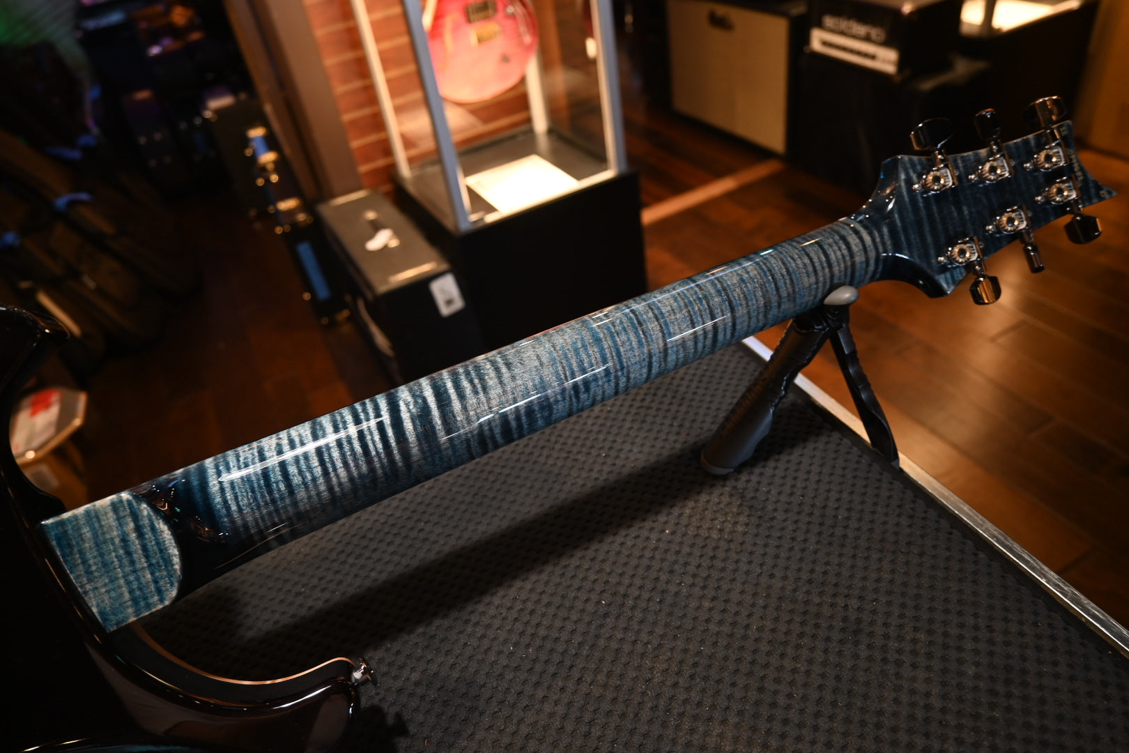 PRS Wood Library Modern Eagle V 10-Top Quilt Figured Maple Neck - Faded Whale Blue/Charcoal Back Guitar #9652 - Danville Music