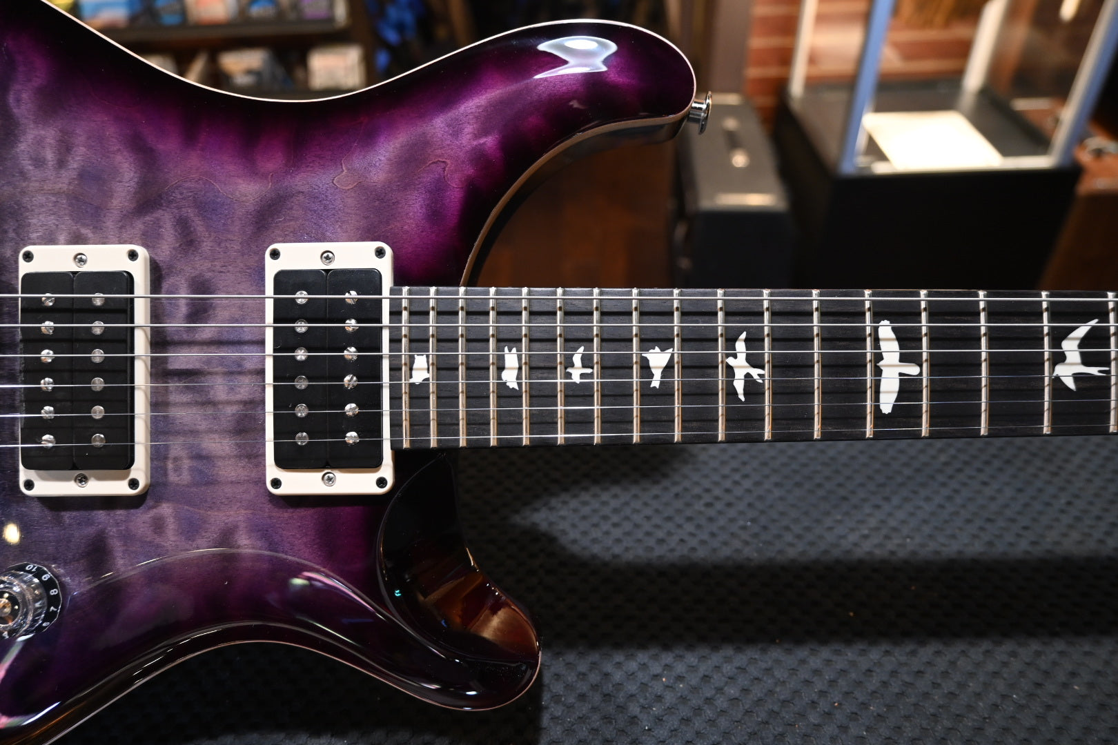 PRS Wood Library CE 24 Quilt - Faded Grey Black Purple Burst Guitar #8376 - Danville Music