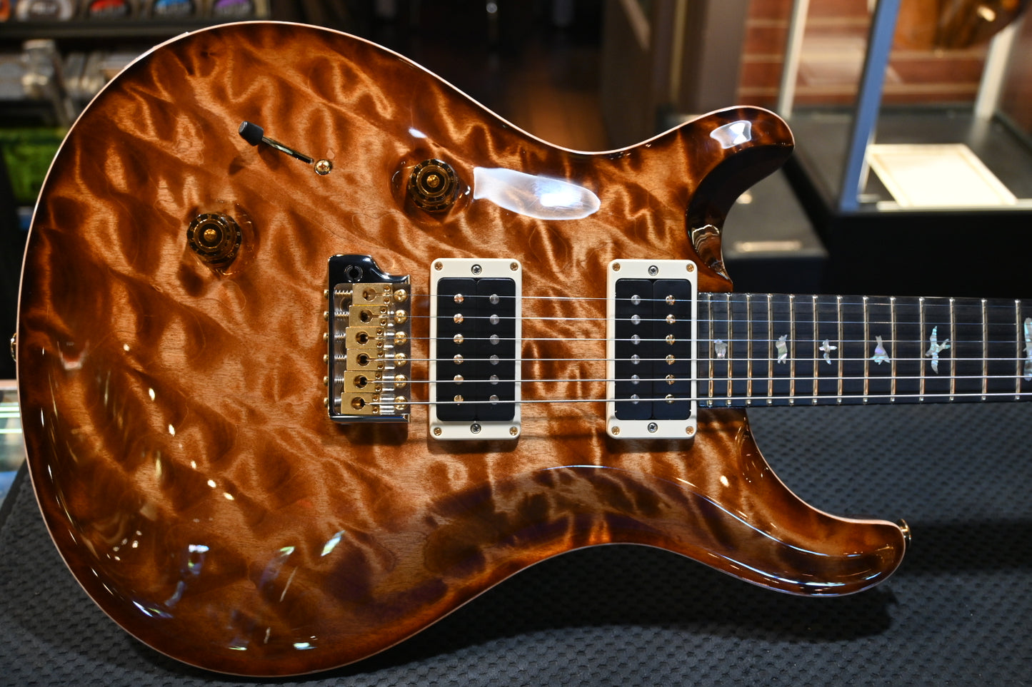 PRS Wood Library Custom 24 Lefty 10-Top One Piece Quilt - Copperhead Burst Guitar #7971 - Danville Music