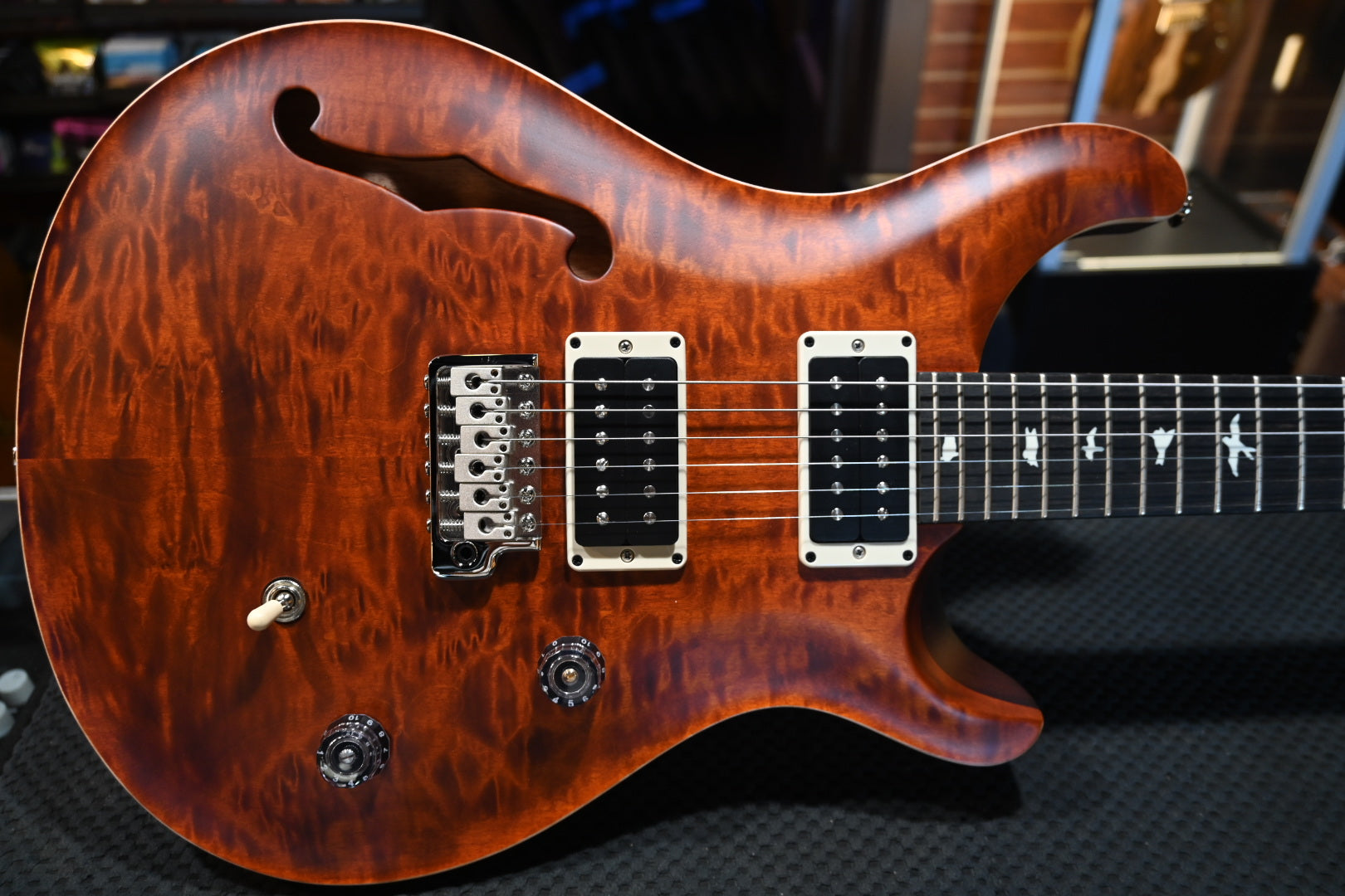 PRS Wood Library CE 24 Semi-Hollow Quilt - Tortoise Shell Satin Guitar #8682 - Danville Music