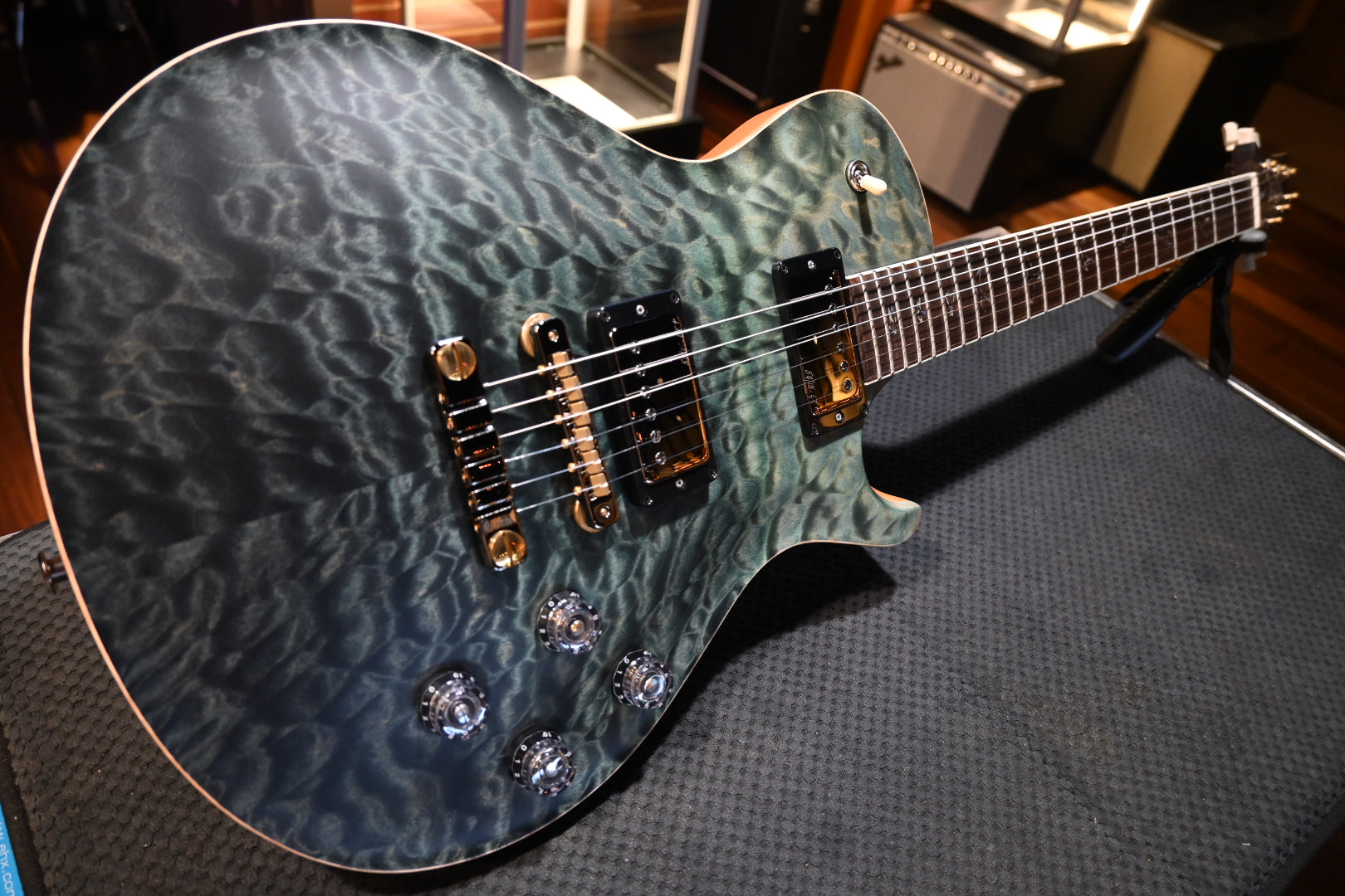 PRS Wood Library McCarty SC 594 Single-Cut 10-Top Quilt Rosewood Neck - Trampas Green Fade Satin Guitar #8437 - Danville Music